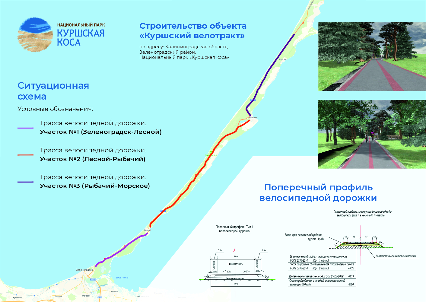 Велодорожка куршская коса карта