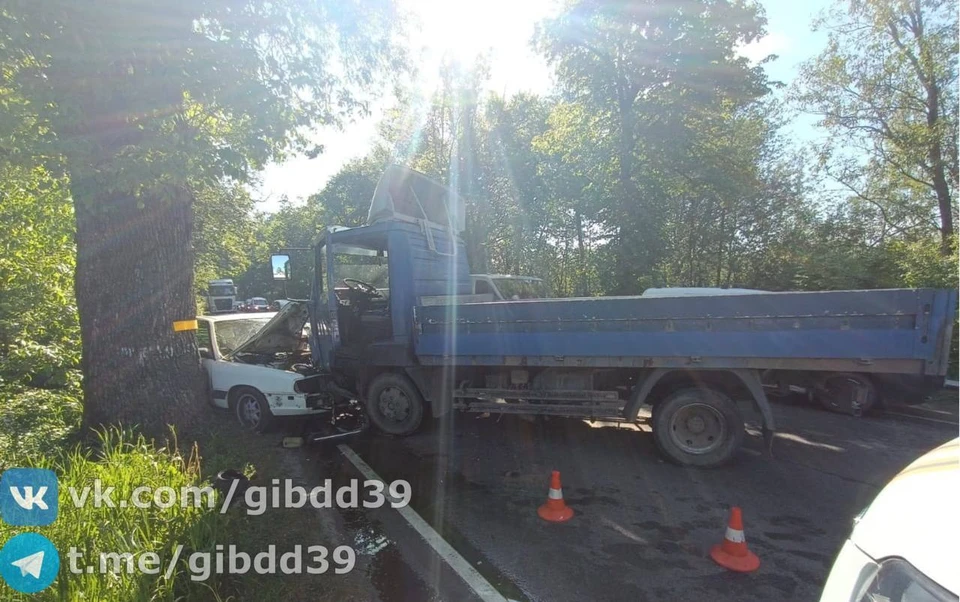 В Калининграде грузовик на встречке врезался в «Ауди»