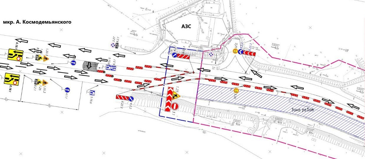 Схема движения возле микрорайона А. Космодемьянского изменится в октябре