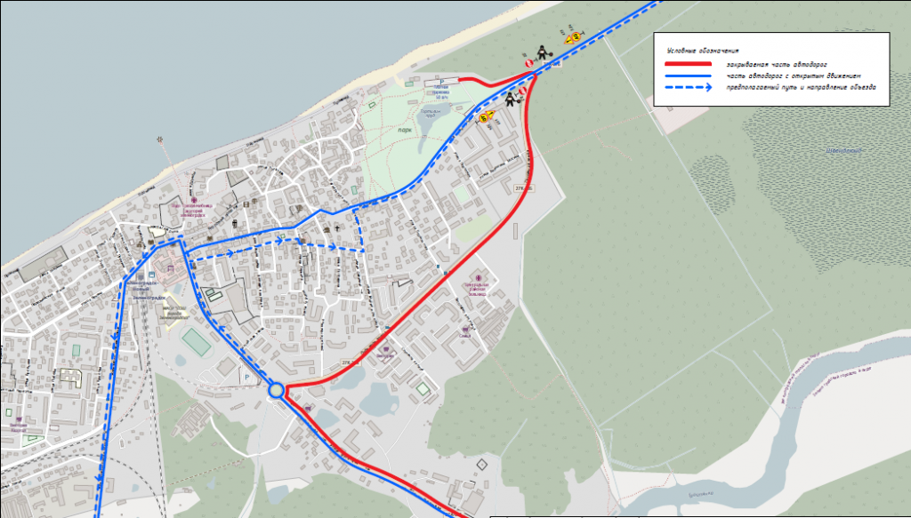 Перекрытие дорог в калининграде схема